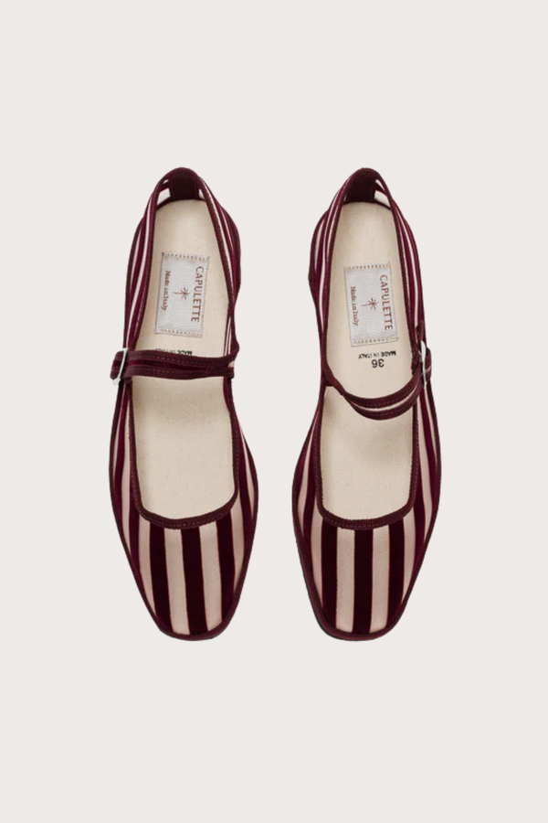 Bambinetta Stripes Burgundy Fishnet & Velvet