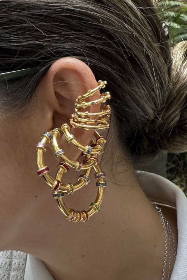 Earcuff Triple Glitter - Rainbow Glitter