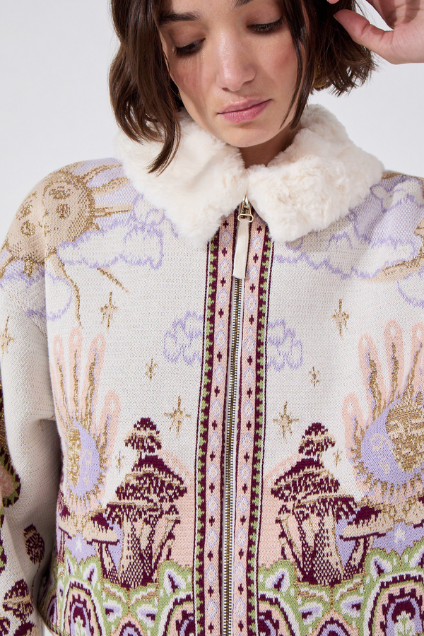 Written in the Stars Jet Jacquard Bomber Cream