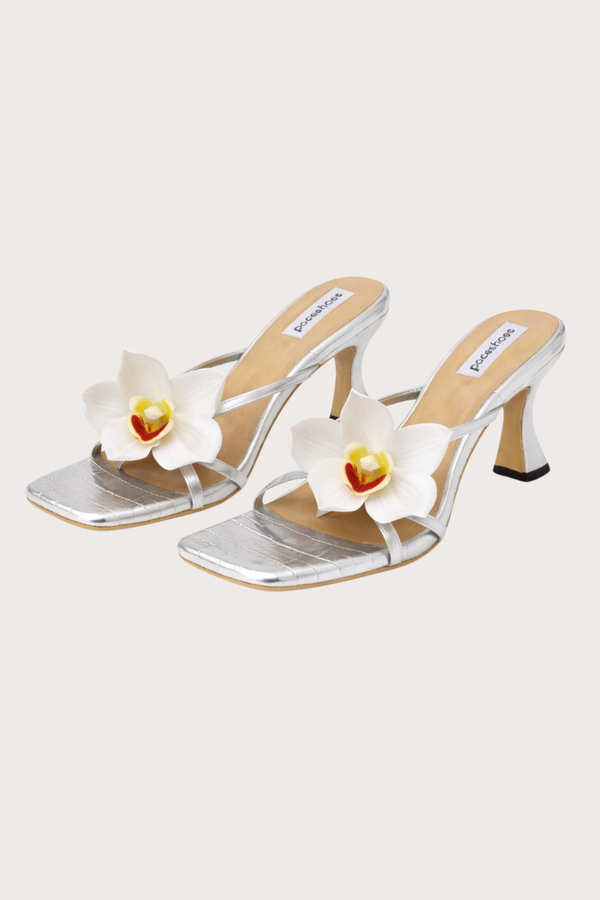 Garden Series Sandals in Coral Silver Croc