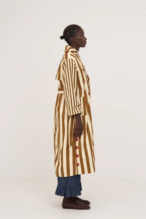 Elevator Striped Oversize Trench Coat
