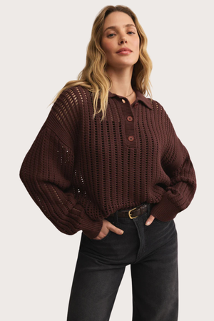 Looking Glass Polo Sweater in Sandalwood