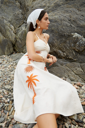 Lux Palm-Printed Dress
