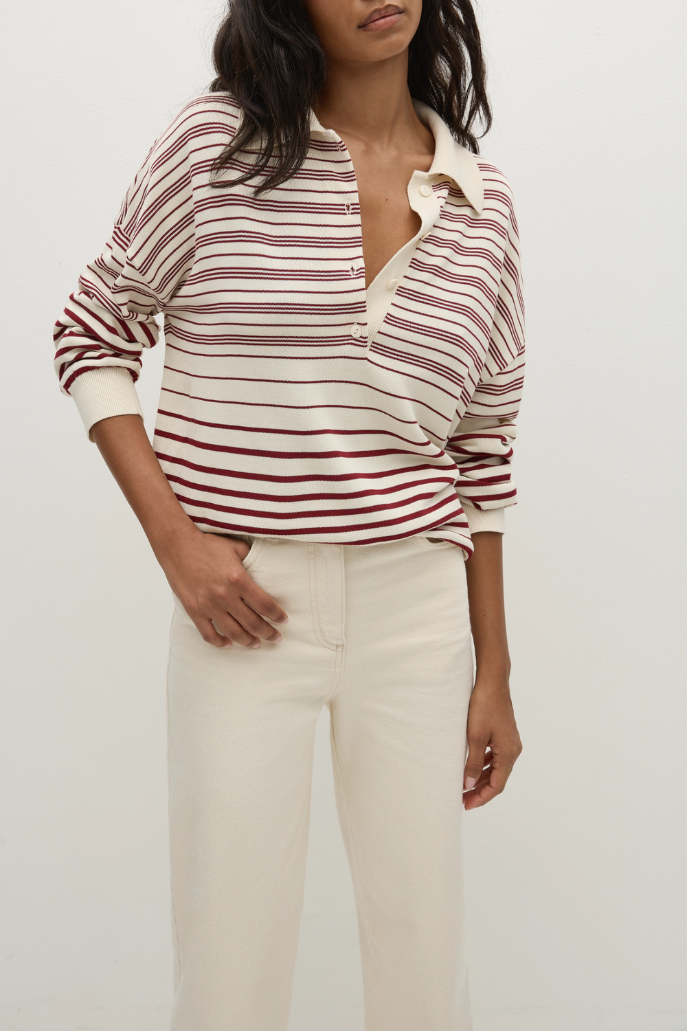 Harlow Oversized Polo - Red Cream