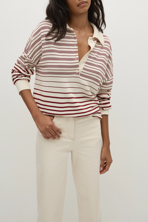 Harlow Oversized Polo - Red Cream