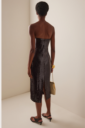 Keenan Sequin Combo Dress in Brown