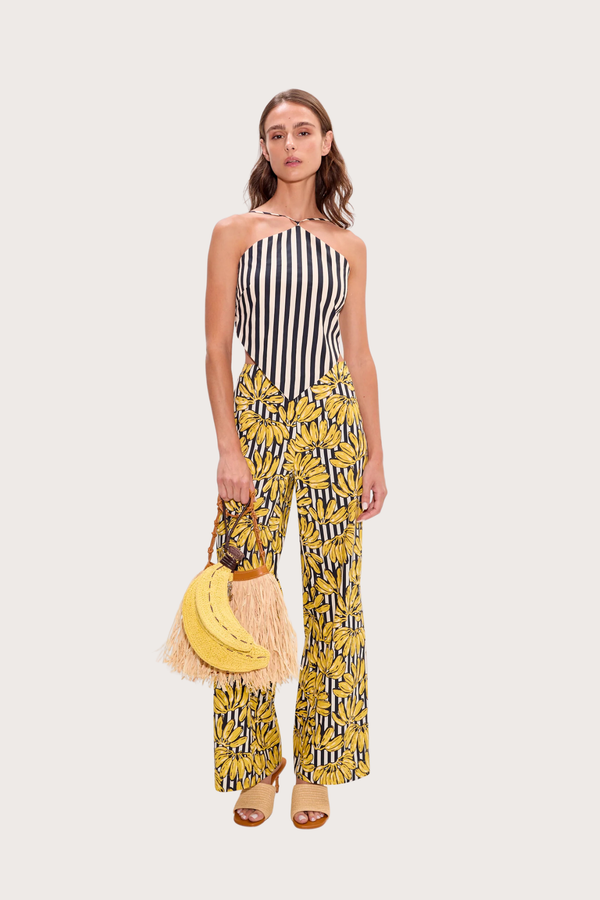 Pia Poplin Pant Banana Stripe