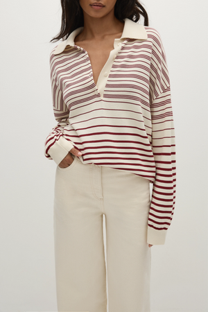 Harlow Oversized Polo - Red Cream