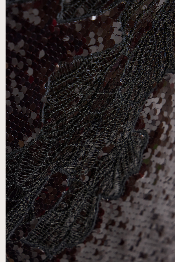 Keenan Sequin Combo Dress in Brown