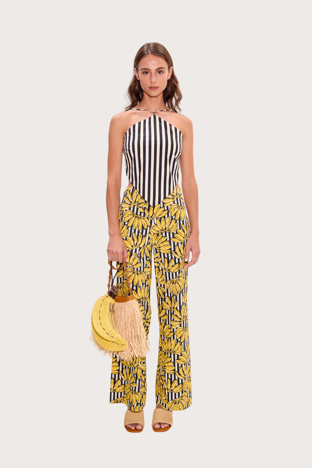 Pia Poplin Pant Banana Stripe