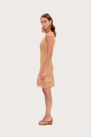 Mira Crochet Mini Dress in Natural