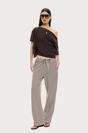 Bloom Pant in Dark Chocolate Stripe