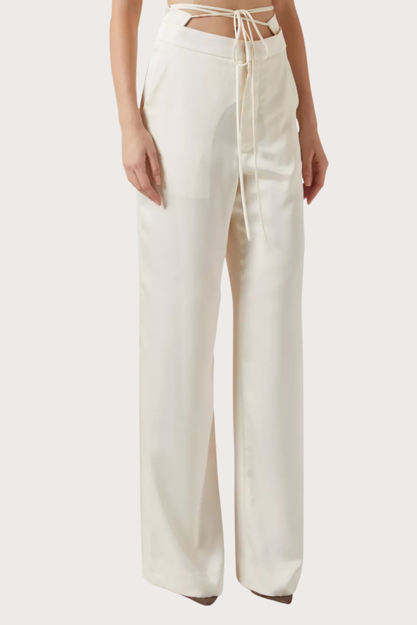 Sally Satin Pants in Ivory Coast