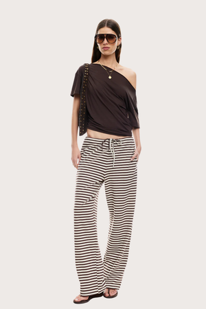 Bloom Pant in Dark Chocolate Stripe
