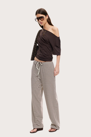Bloom Pant in Dark Chocolate Stripe
