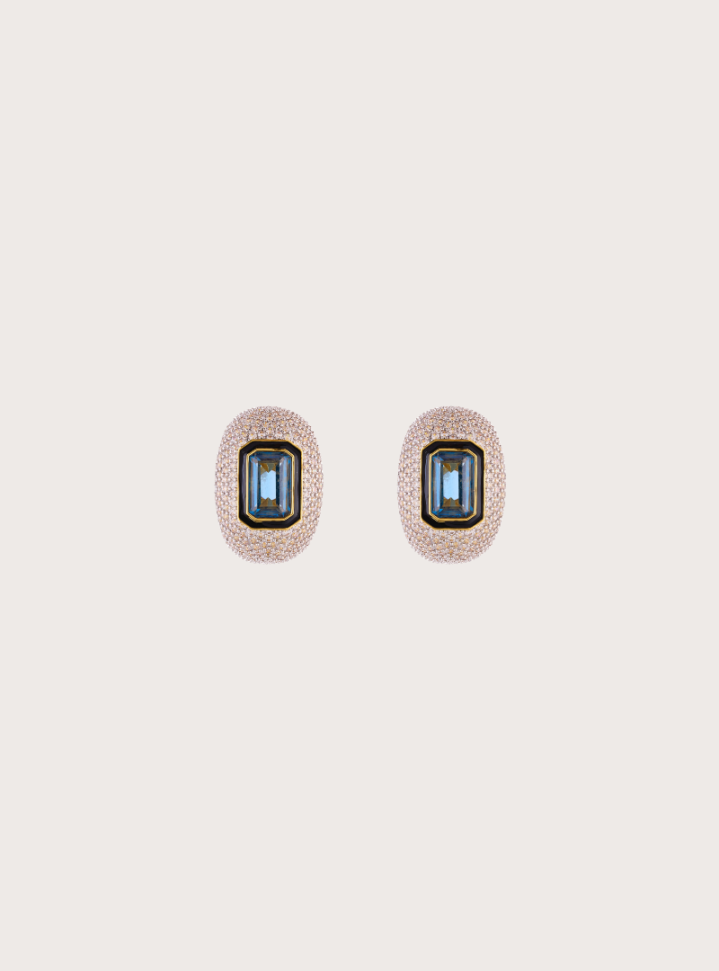 Sublime Misi Pave Crystal Acqua Hoop Earrings