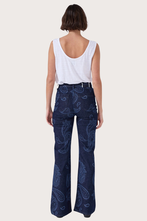 Jimi Indigo Paisley Laser Boyfriend Jeans