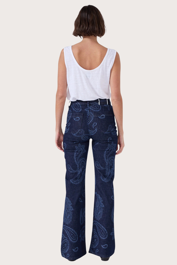Jimi Indigo Paisley Laser Boyfriend Jeans