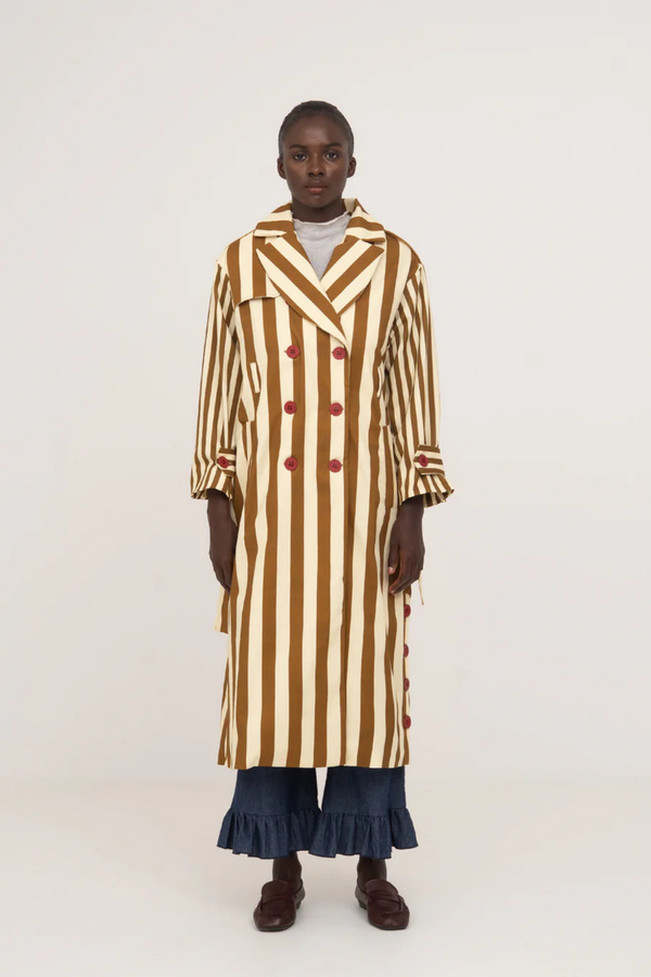 Elevator Striped Oversize Trench Coat
