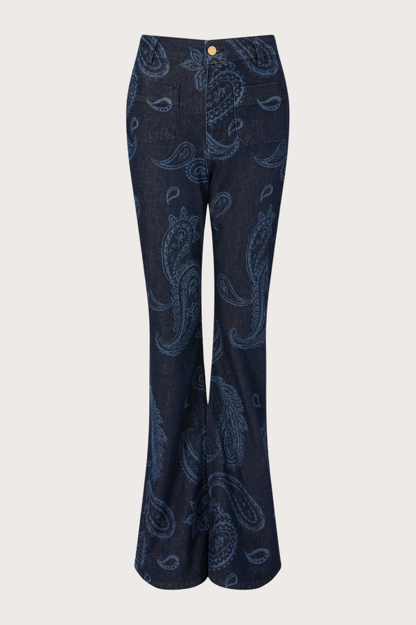 Jimi Indigo Paisley Laser Boyfriend Jeans