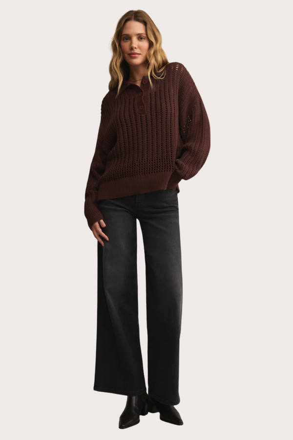 Looking Glass Polo Sweater in Sandalwood