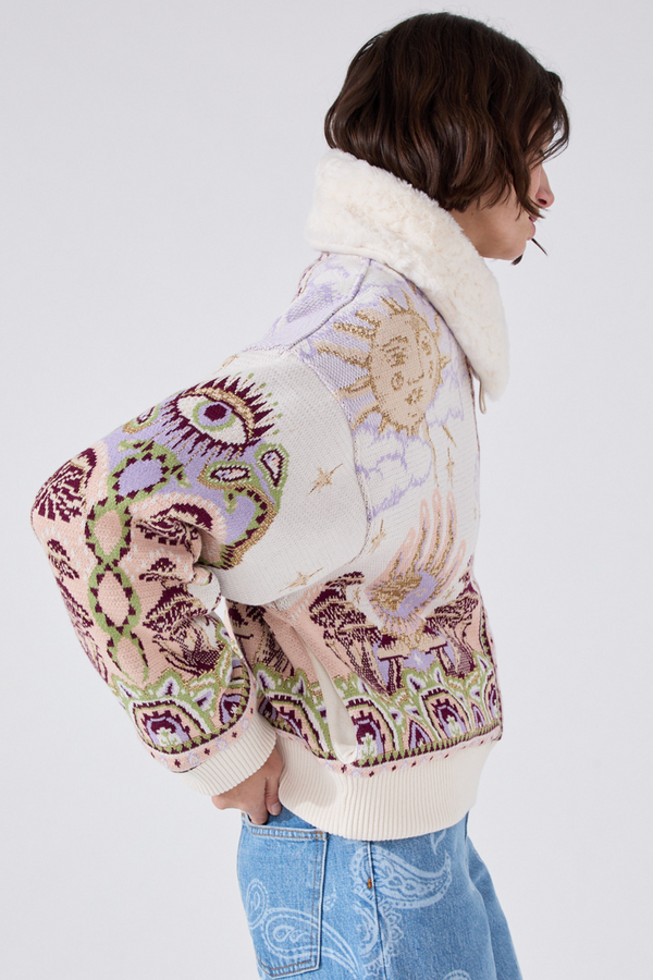 Written in the Stars Jet Jacquard Bomber Cream