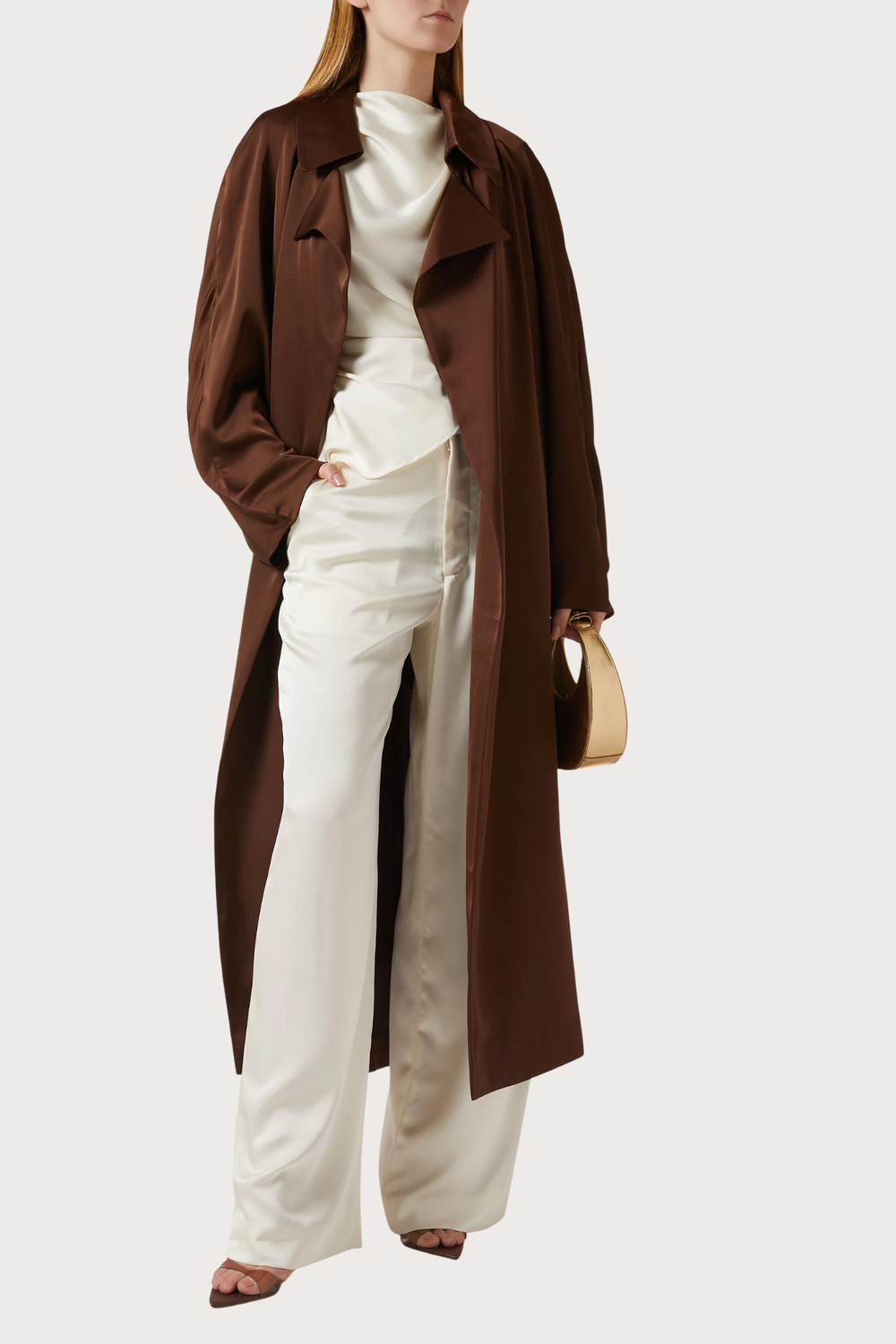 Sally Satin Pants in Ivory Coast