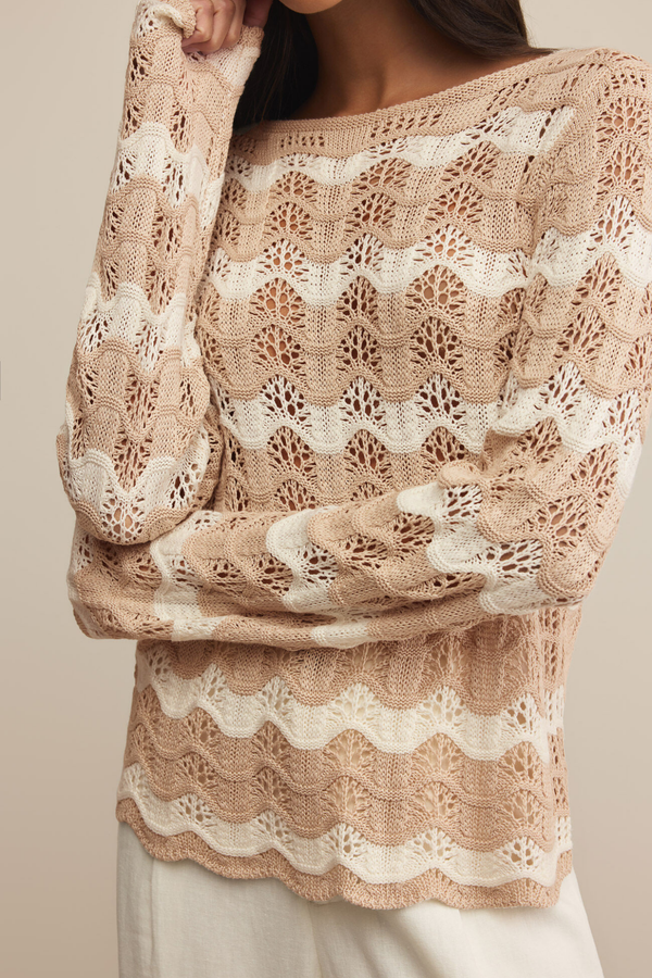Azura Stripe Crochet Sweater