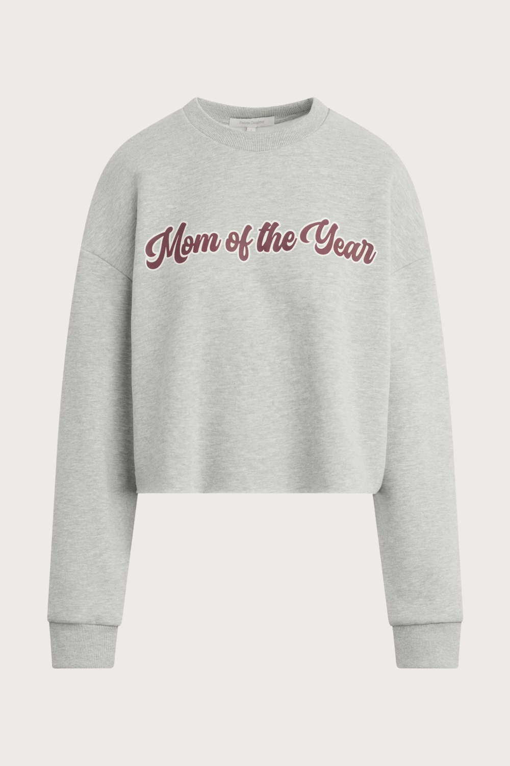 The Cropped Mom of The Year Sweatshirt in Heather Grey Burgundy
