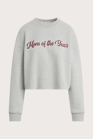 The Cropped Mom of The Year Sweatshirt in Heather Grey Burgundy