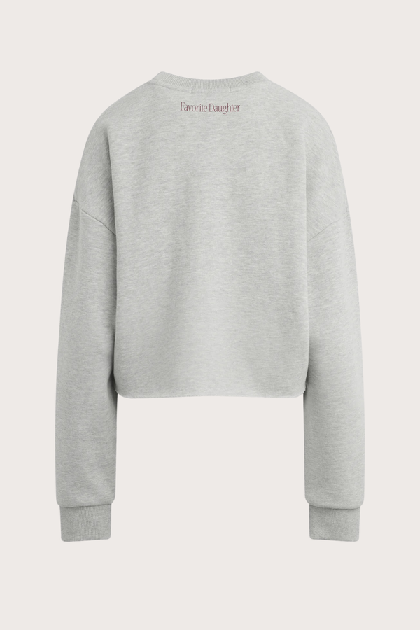 The Cropped Mom of The Year Sweatshirt in Heather Grey Burgundy