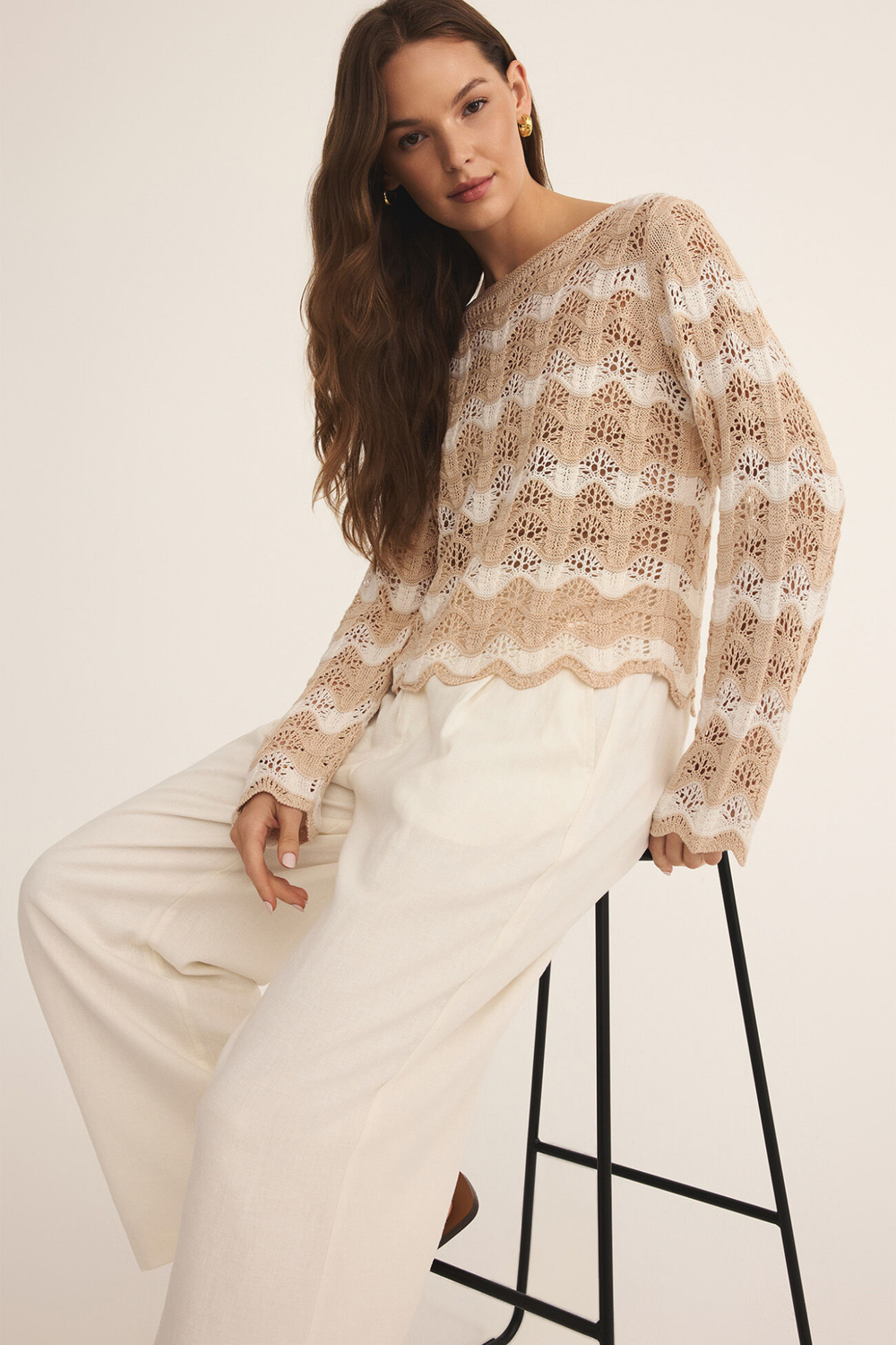 Azura Stripe Crochet Sweater