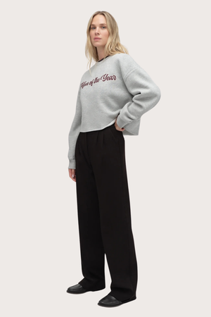 The Cropped Mom of The Year Sweatshirt in Heather Grey Burgundy