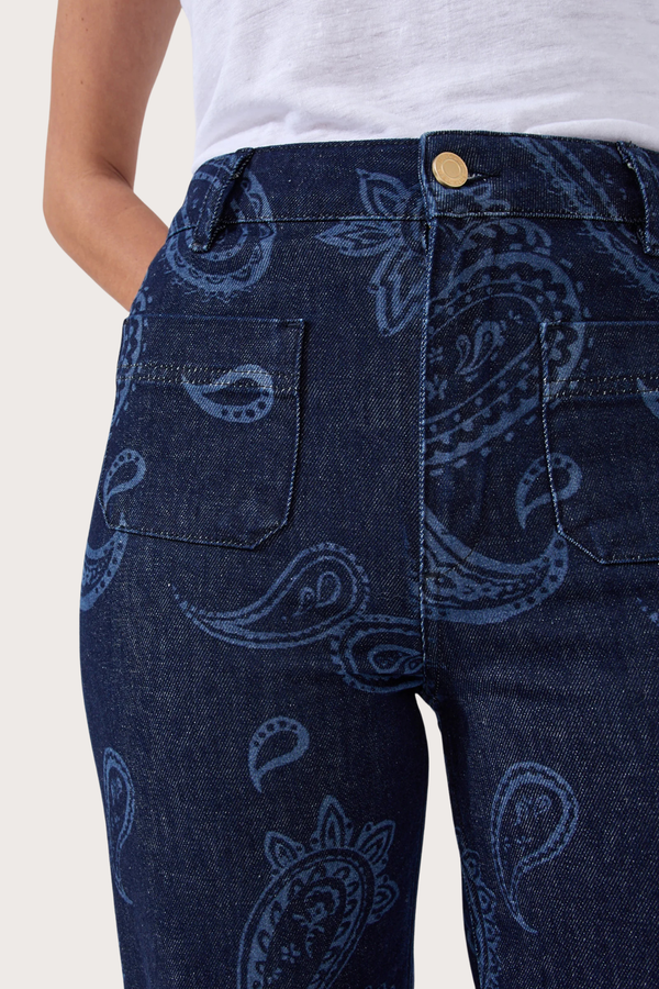 Jimi Indigo Paisley Laser Boyfriend Jeans