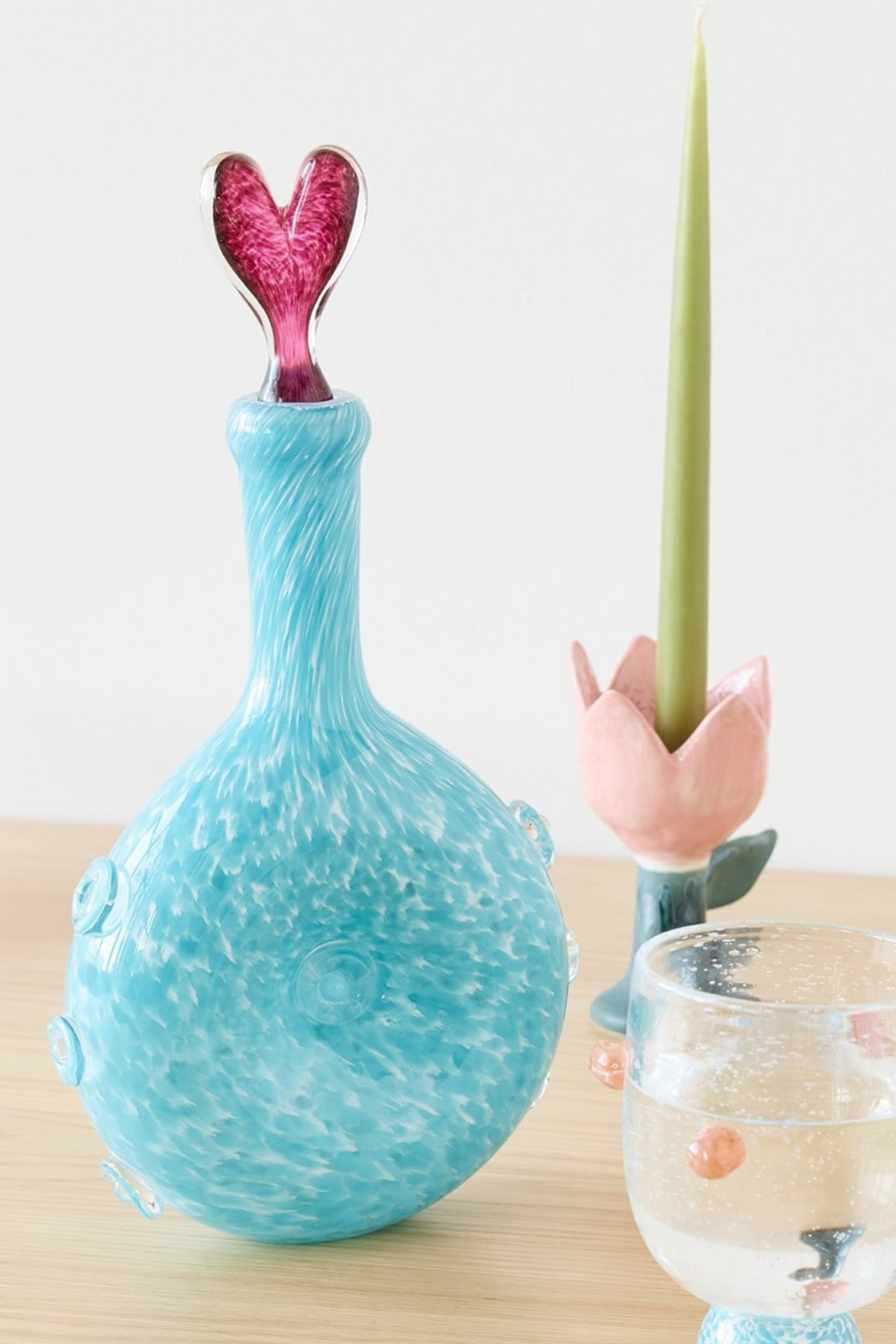 Glass Carafe with Heart Lid