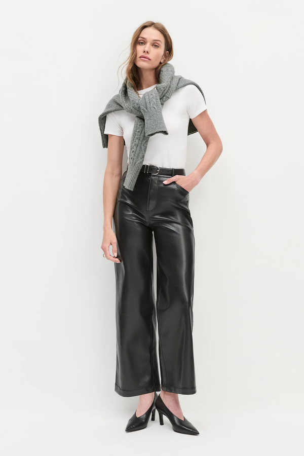 The Mischa Super High Rise Wide Leg Ankle in Raven