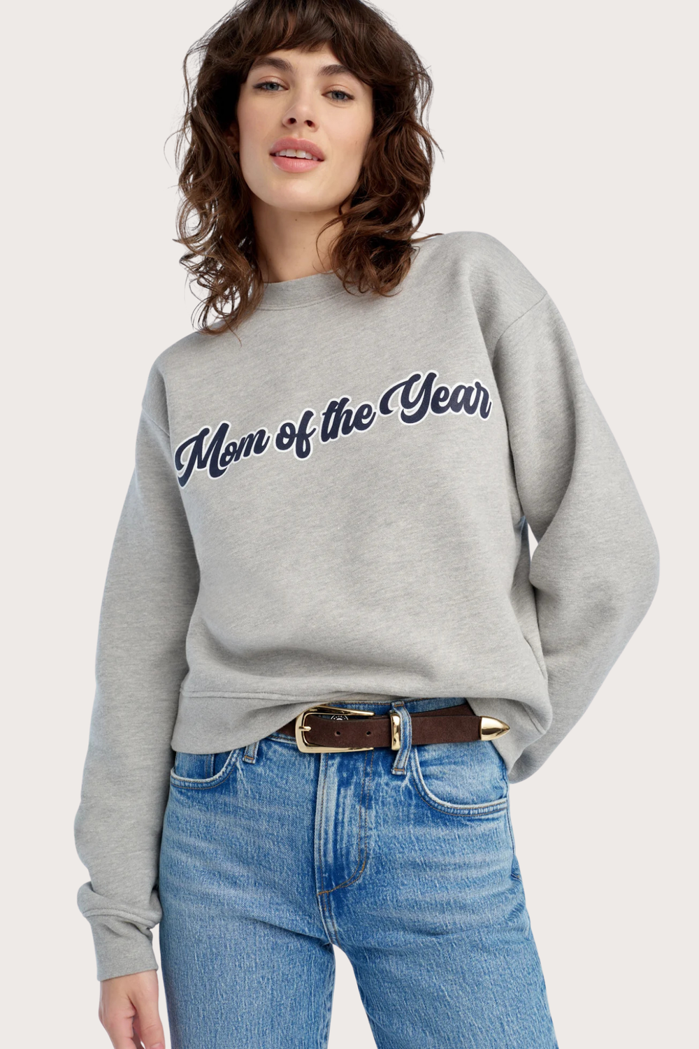 The Mom of The Year Varsity Sweatshirt in Heather Gray