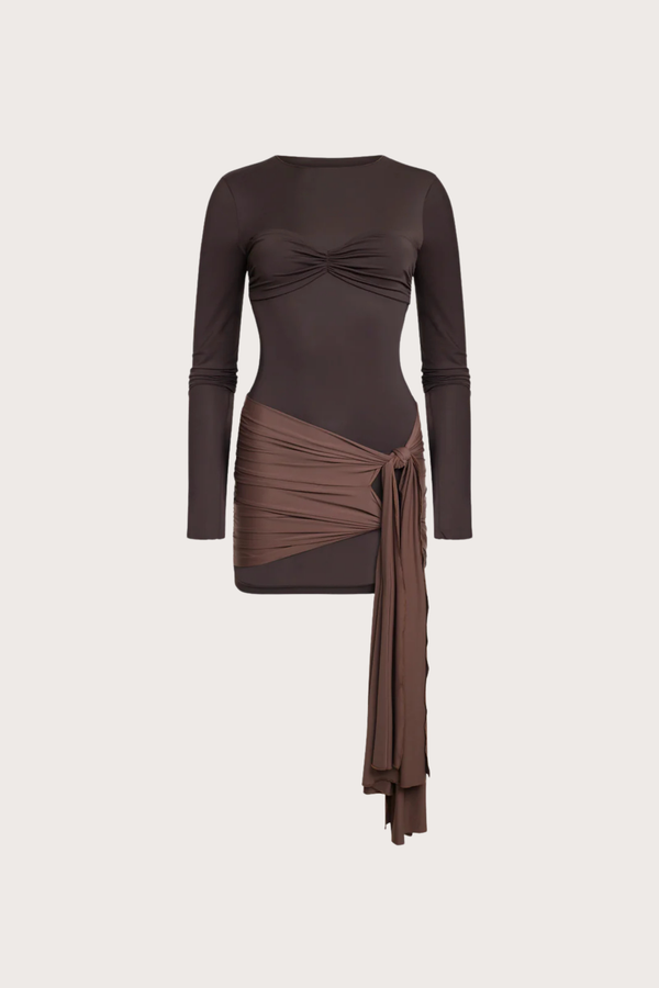 Midnight Midi Dress in Chocolate