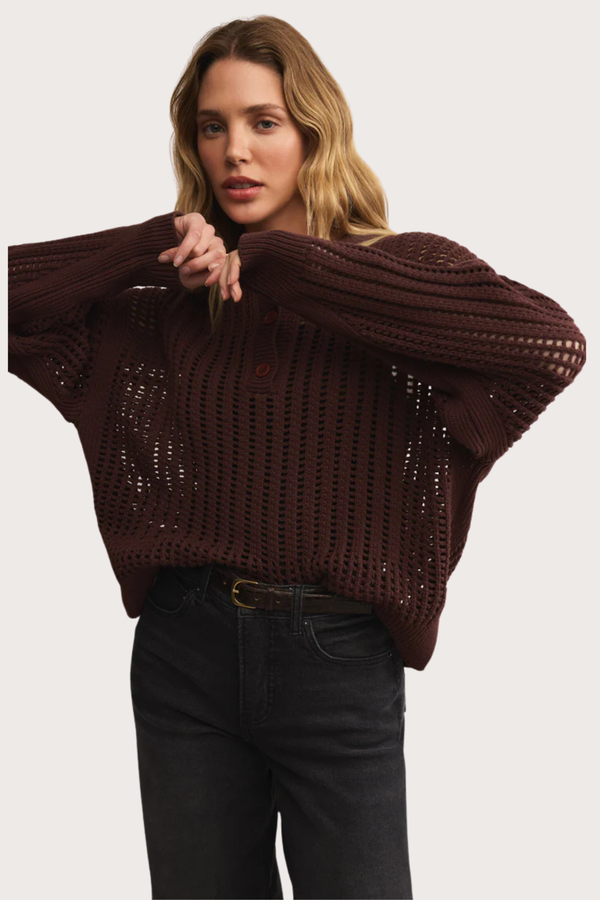 Looking Glass Polo Sweater in Sandalwood