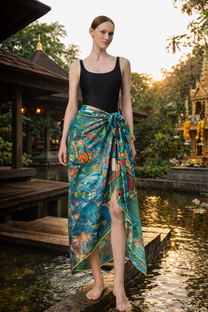 Siam Iconic River Green Giant Silk Scarf