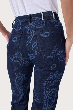 Jimi Indigo Paisley Laser Boyfriend Jeans