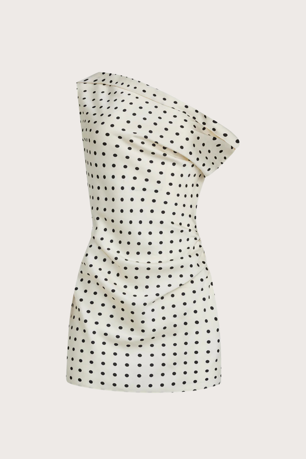 Sweetheart Mini Dress in Cream Polka