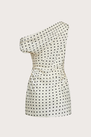 Sweetheart Mini Dress in Cream Polka