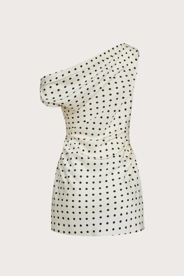 Sweetheart Mini Dress in Cream Polka