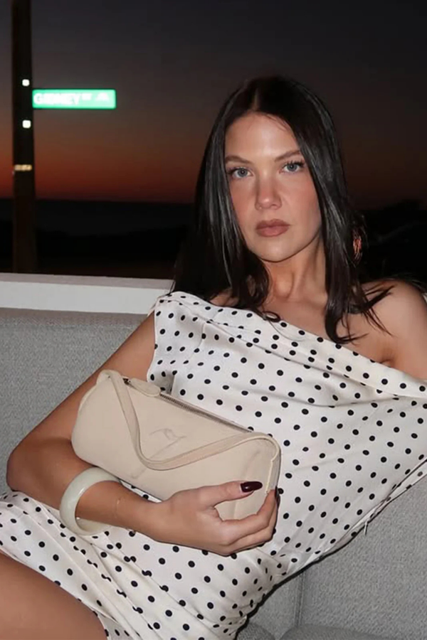 Sweetheart Mini Dress in Cream Polka