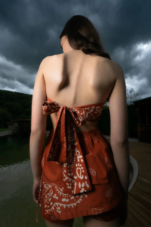 Vision Terracotta Bandana-Style Print Top