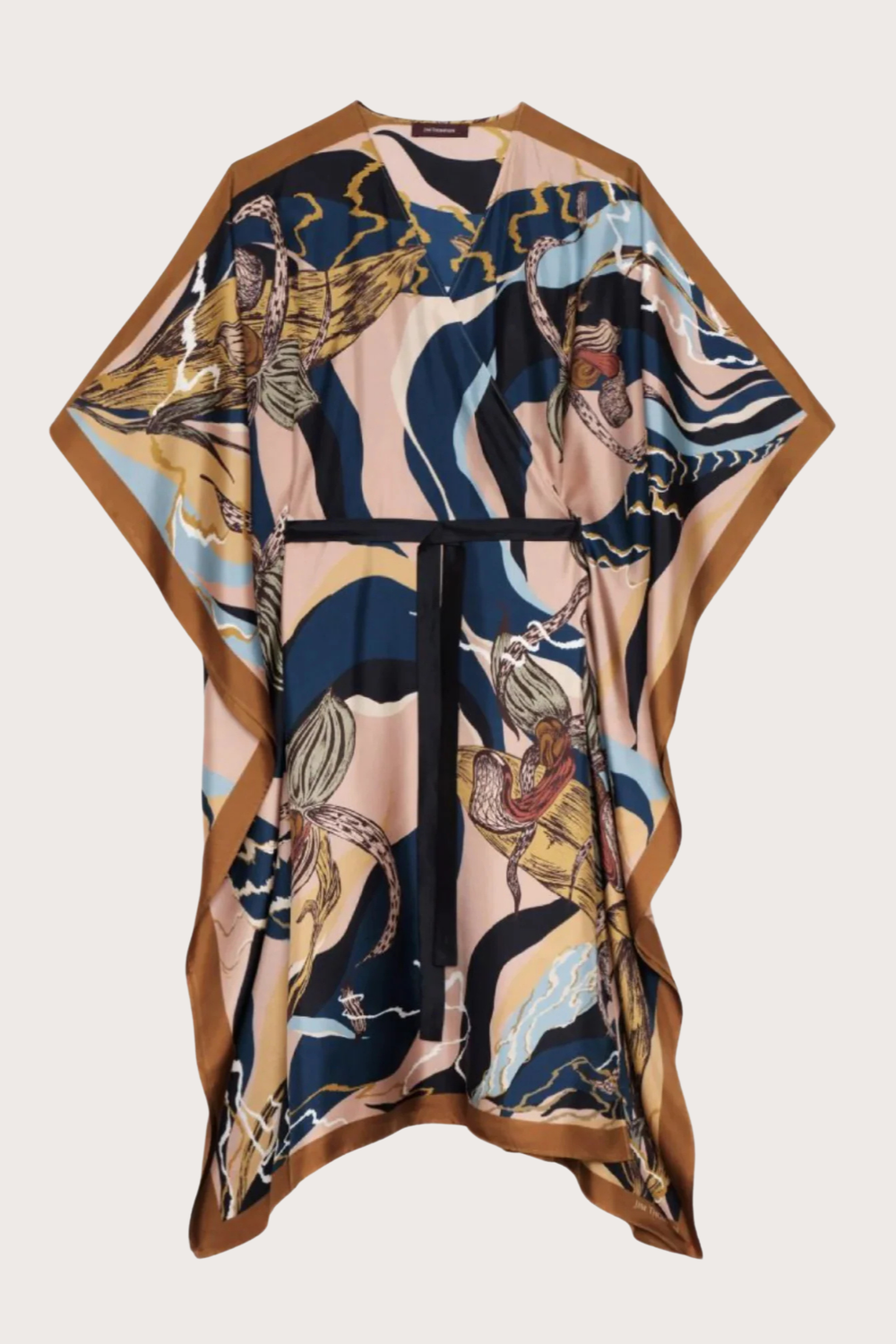 Slipper Orchid Silk Kimono Kaftan Dress