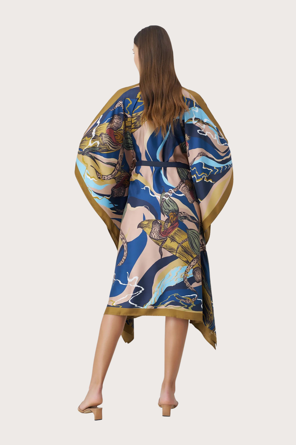 Slipper Orchid Silk Kimono Kaftan Dress