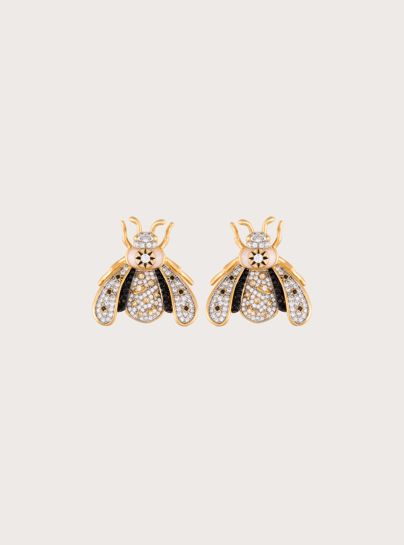 Vespa Happy Crystal Stud Onyx Stud Earrings