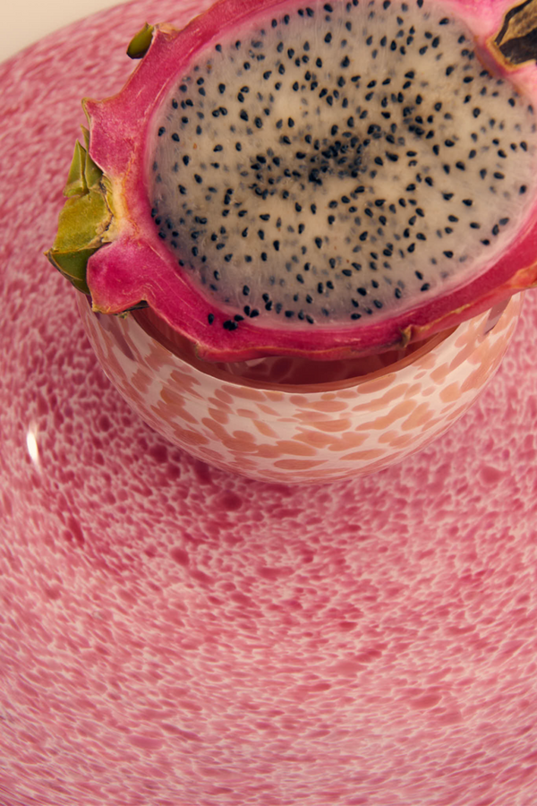 Multi Use Glass Cake Plate & Bowl Pink 2 in 1